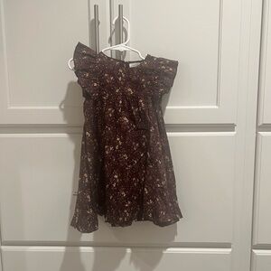 Floral Ruffle Sleeve Kids Dress